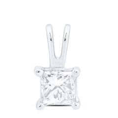 14k Gold 1/5 CTW-Natural Diamond I1 Ij Princess Solitaire Pendant