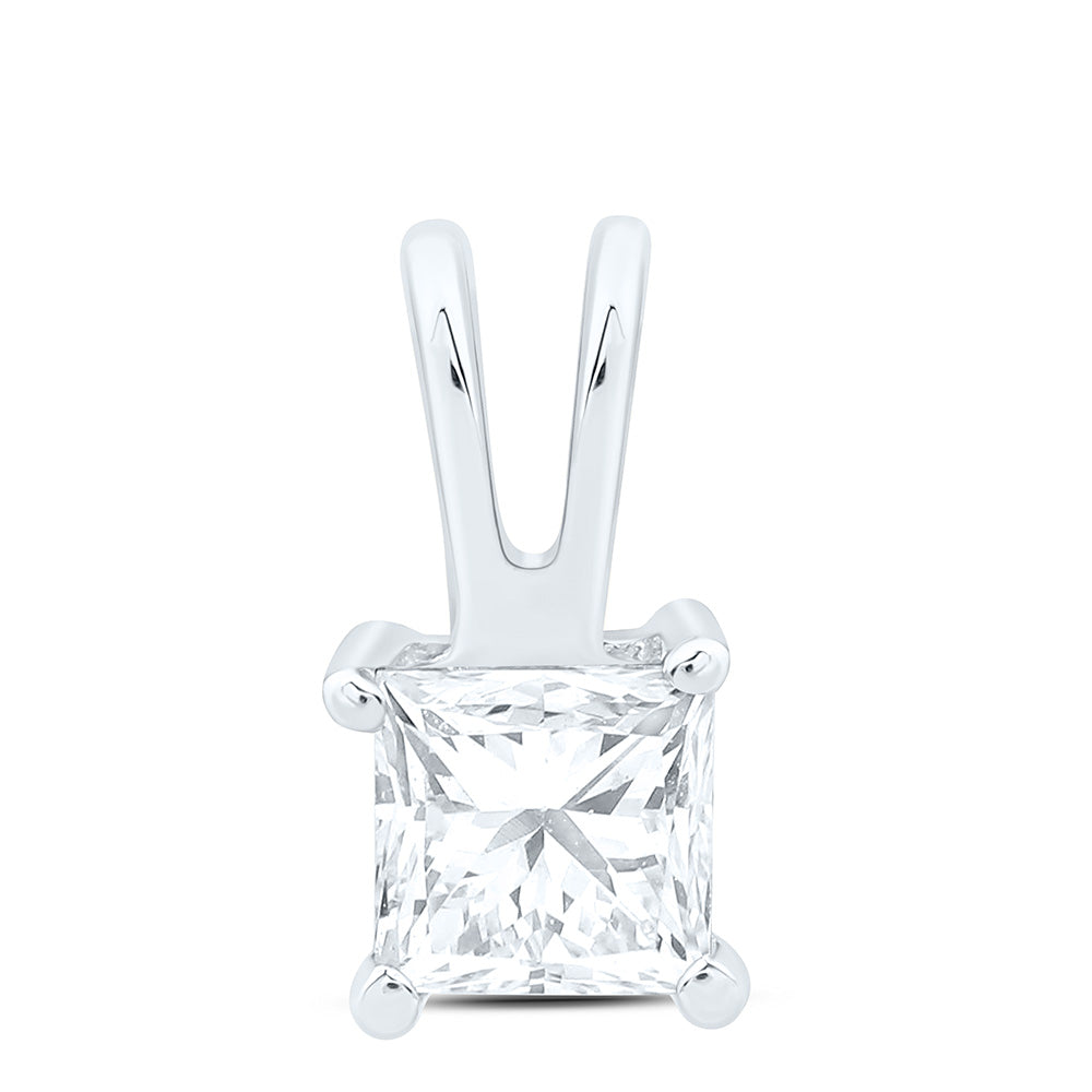 14k Gold 1/4 CTW-Natural Diamond I1 Ij Princess Solitaire Pendant