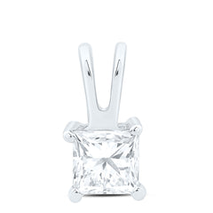 14k Gold 1/4 CTW-Natural Diamond I1 Ij Princess Solitaire Pendant
