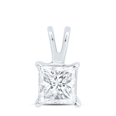 14k Gold 1/2 CTW-Natural Diamond I1 Ij Princess Solitaire Pendant