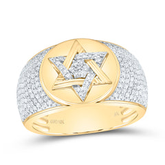 10k Gold 7/8 CTW-Natural Diamond Star Of David Mens Ring