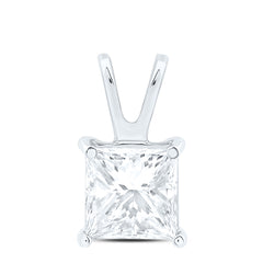14k Gold 3/4 CTW-Natural Diamond I1 Ij Princess Solitaire Pendant