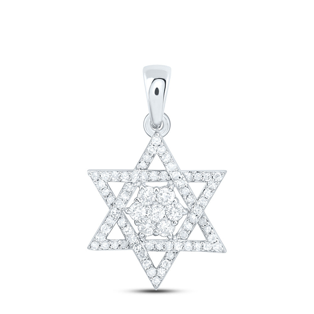 10k Gold 1/3 CTW-Natural Diamond Star Of David Pendant