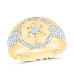 10k Gold 1/2 CTW-Natural Diamond Star Of David Mens Ring