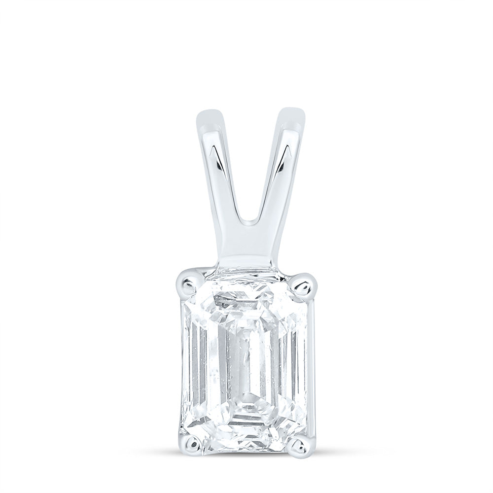 14k Gold 1/5 CTW-Natural Diamond I1 Ij Emerald Solitaire Pendant