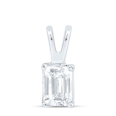 14k Gold 1/5 CTW-Natural Diamond I1 Ij Emerald Solitaire Pendant