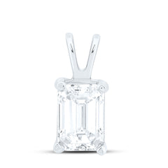 14k Gold 3/4 CTW-Natural Diamond I1 Ij Emerald Solitaire Pendant