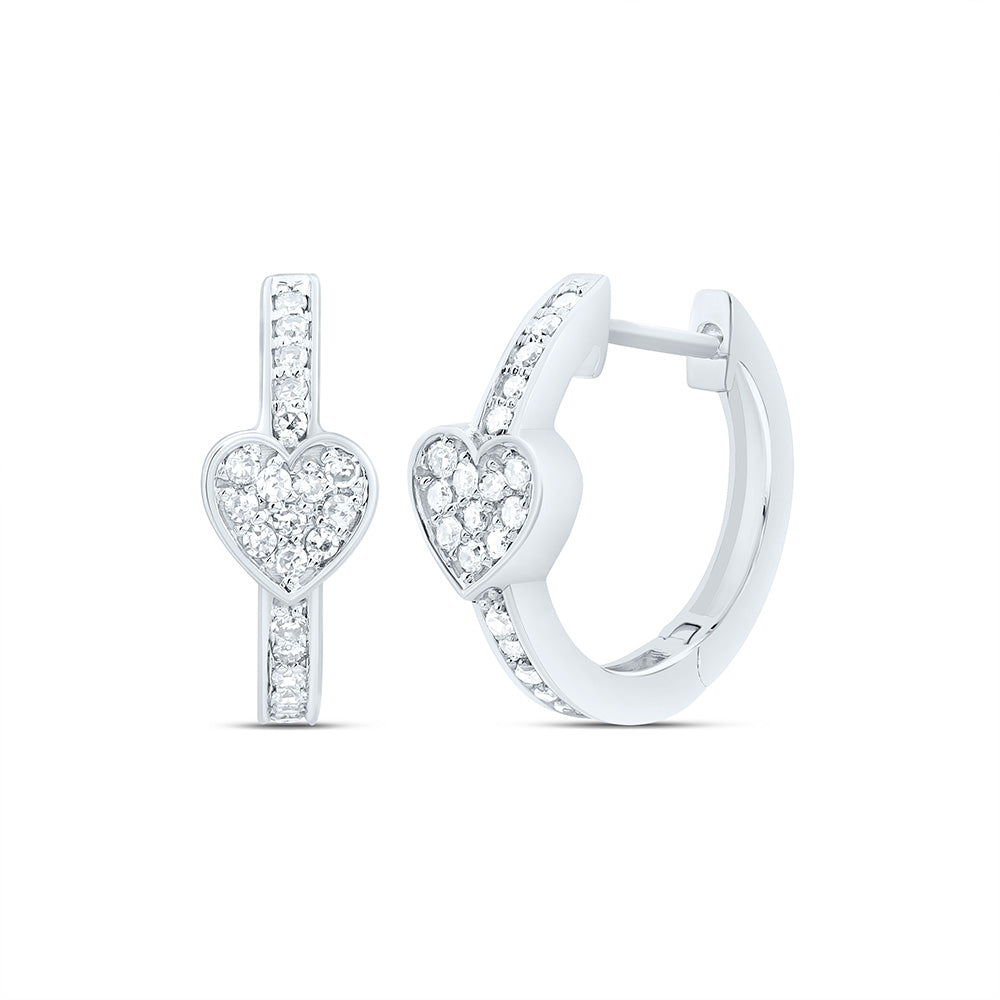 10k Gold 1/4 CTW-Natural Diamond Fashion Heart Hoop Earring