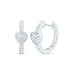 10k Gold 1/4 CTW-Natural Diamond Fashion Heart Hoop Earring