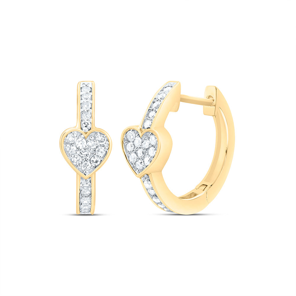 14k Gold 1/4 CTW-Natural Diamond Fashion Heart Hoop Earring