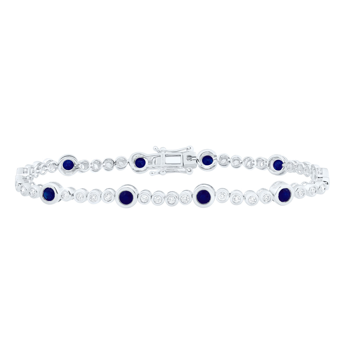 14k Gold 1 1/5 CTW-Natural Diamond 2 CTW-Rd-Bs Natural Gemstone Bracelet (7 Inch )