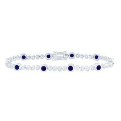14k Gold 1 1/5 CTW-Natural Diamond 2 CTW-Rd-Bs Natural Gemstone Bracelet (7 Inch )