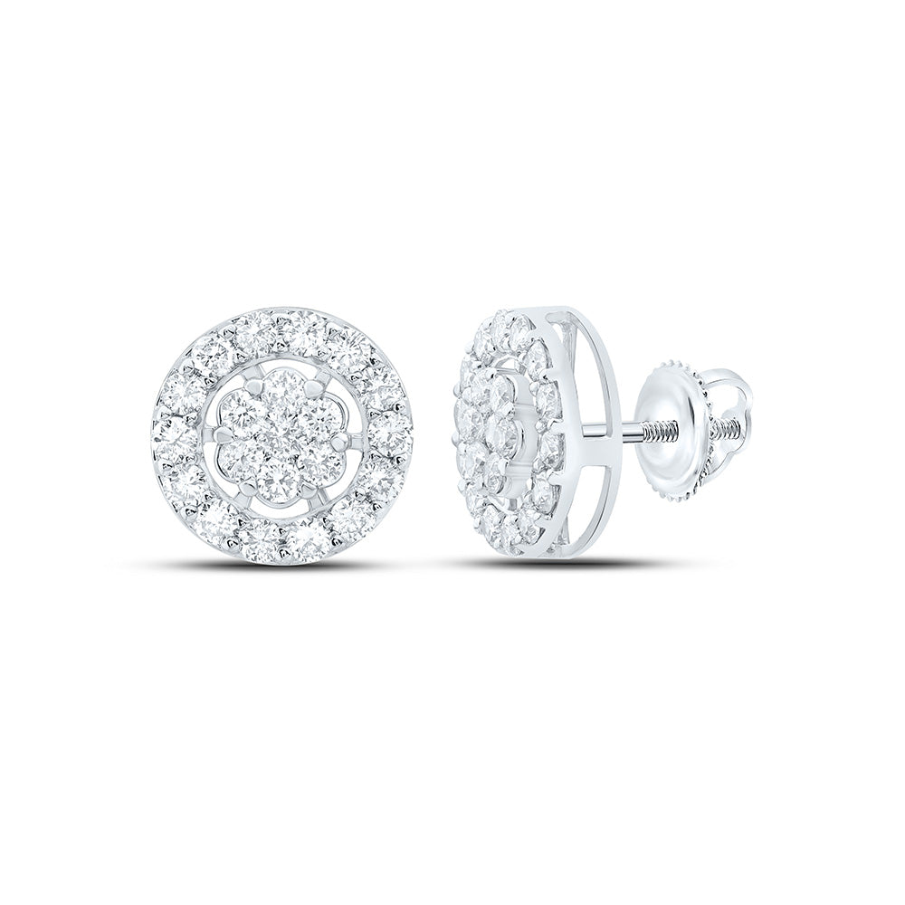 10k Gold 1 CTW-Natural Diamond Fashion Flower Earring