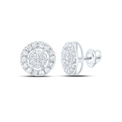 10k Gold 1 CTW-Natural Diamond Fashion Flower Earring