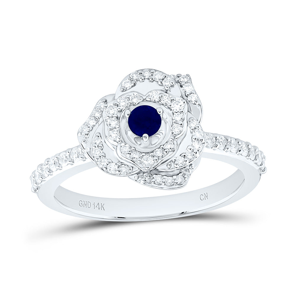 14k Gold 3/8 CTW-Natural Diamond 1.5MM-Rd-Bs Natural Gemstone Rose Ring