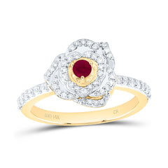 14k Gold 3/8 CTW-Natural Diamond 1.5MM-Rd-Ru Natural Gemstone Rose Ring
