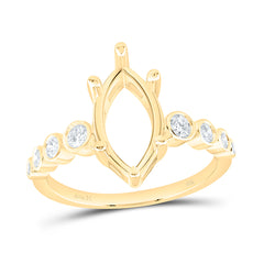 14k Gold 1/3 CTW-Natural Diamond 2 CTW-Cmq Semi-Mount Bridal Ring