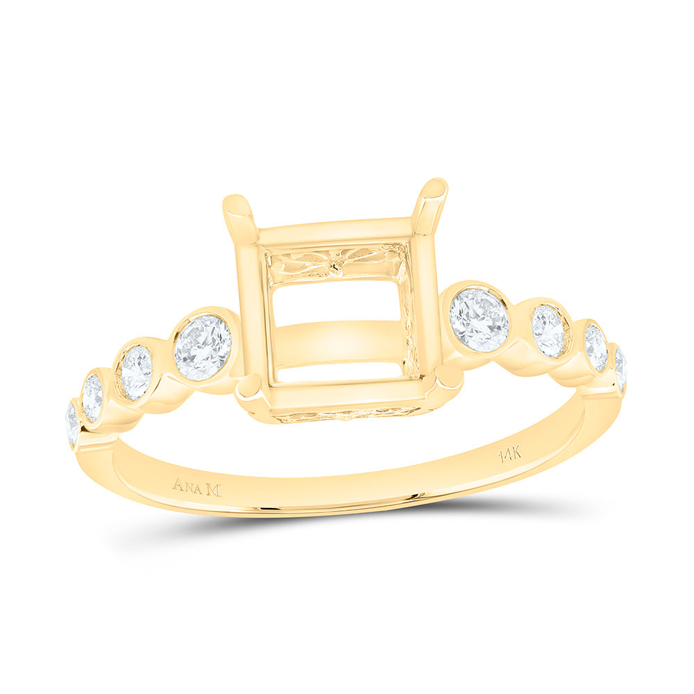 14k Gold 1/3 CTW-Natural Diamond 2 CTW-Csq Semi-Mount Bridal Ring