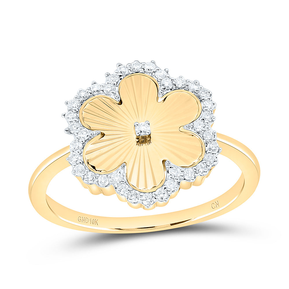 10k Gold 1/5 CTW-Natural Diamond Fashion Flower Ring