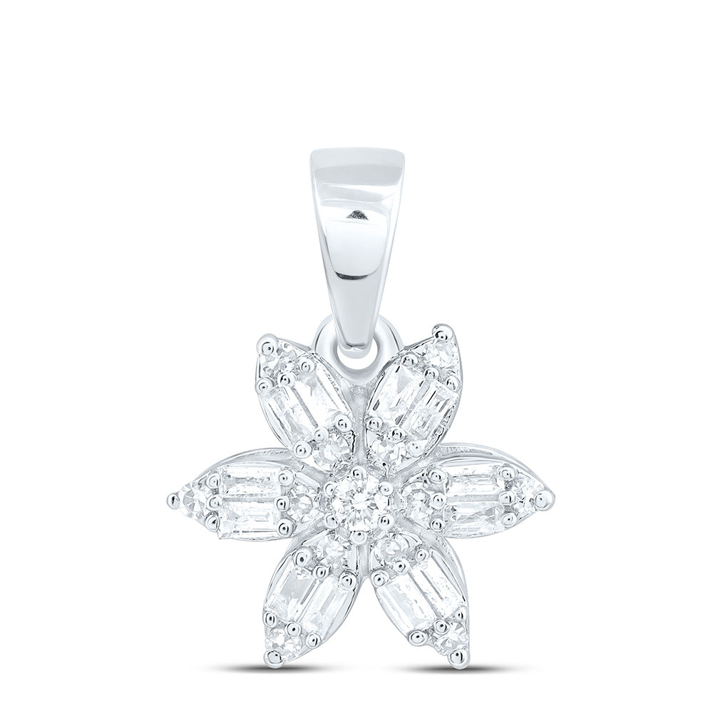 10k Gold 1/5 CTW-Natural Diamond Gift Flower Pendant