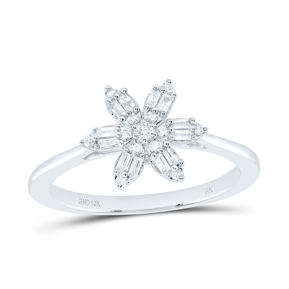 10k Gold 1/5 CTW-Natural Diamond Gift Flower Ring