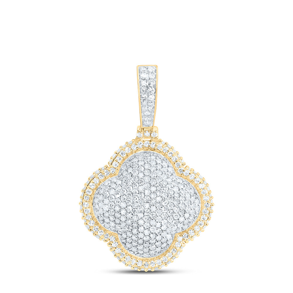 10k Gold 1 CTW-Natural Diamond Fashion Clover Pendant
