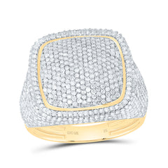 10k Gold 2 1/2 CTW-Natural Diamond Cushion Mens Ring