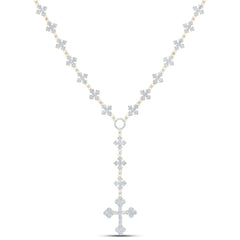 10k Gold 5 CTW-Natural Diamond Cross Mens Chain (20 Inch )