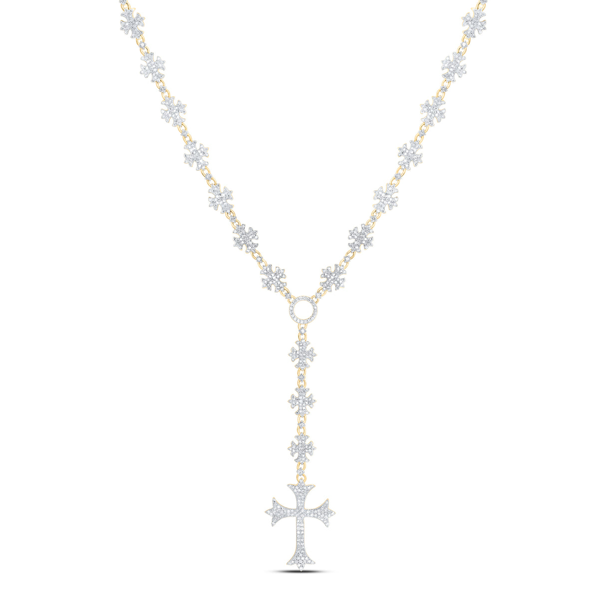 10k Gold 5 1/4 CTW-Natural Diamond Fashion Cross Chain (20 Inch )