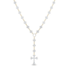 10k Gold 5 1/4 CTW-Natural Diamond Fashion Cross Chain (20 Inch )