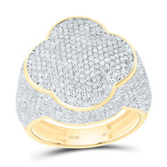 10k Gold 1 7/8 CTW-Natural Diamond Fashion Clover Ring