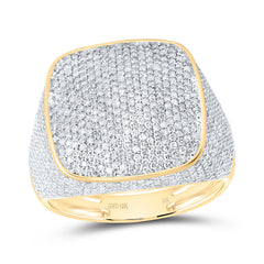 10k Gold 2 3/8 CTW-Natural Diamond Cushion Mens Ring
