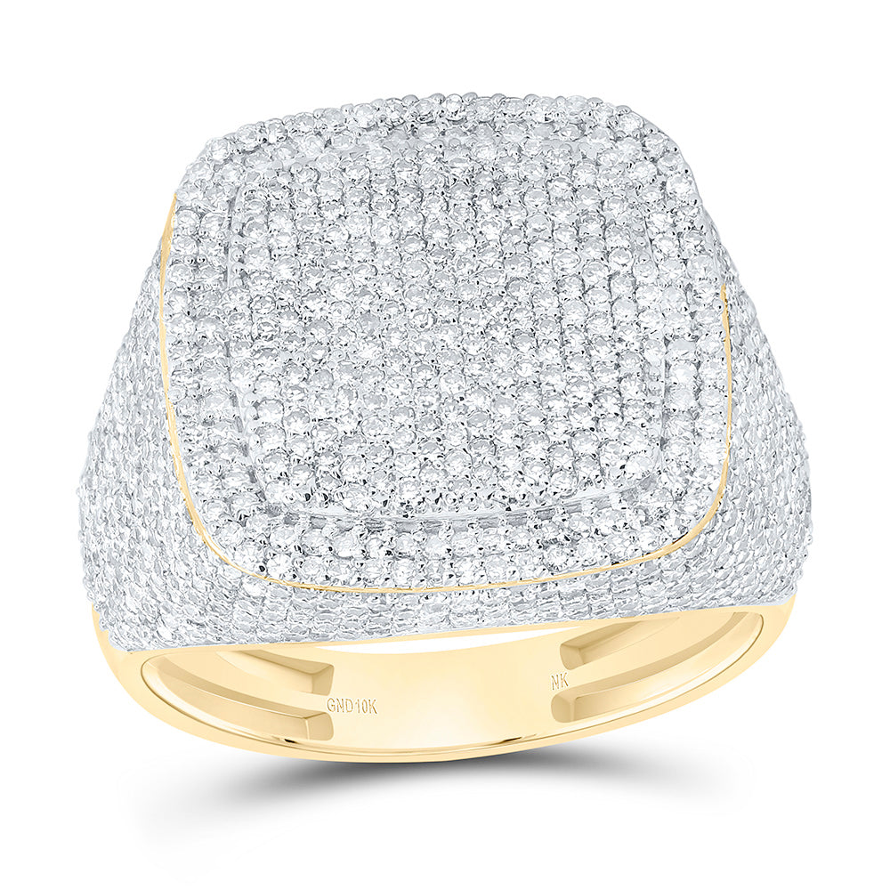 10k Gold 2 1/3 CTW-Natural Diamond Cushion Mens Ring