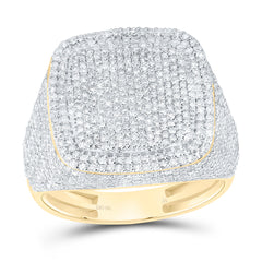 10k Gold 2 1/3 CTW-Natural Diamond Cushion Mens Ring