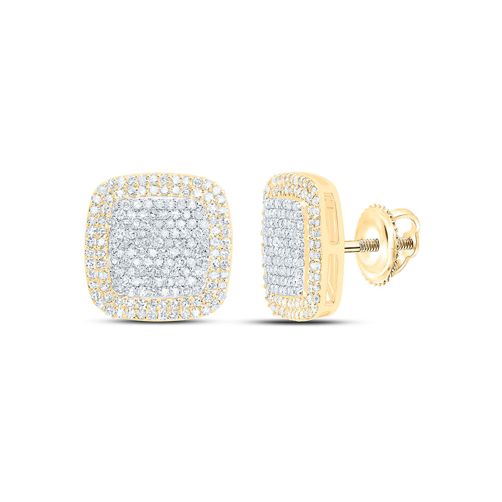 10k Gold 1 CTW-Natural Diamond Fashion Cushion Earring