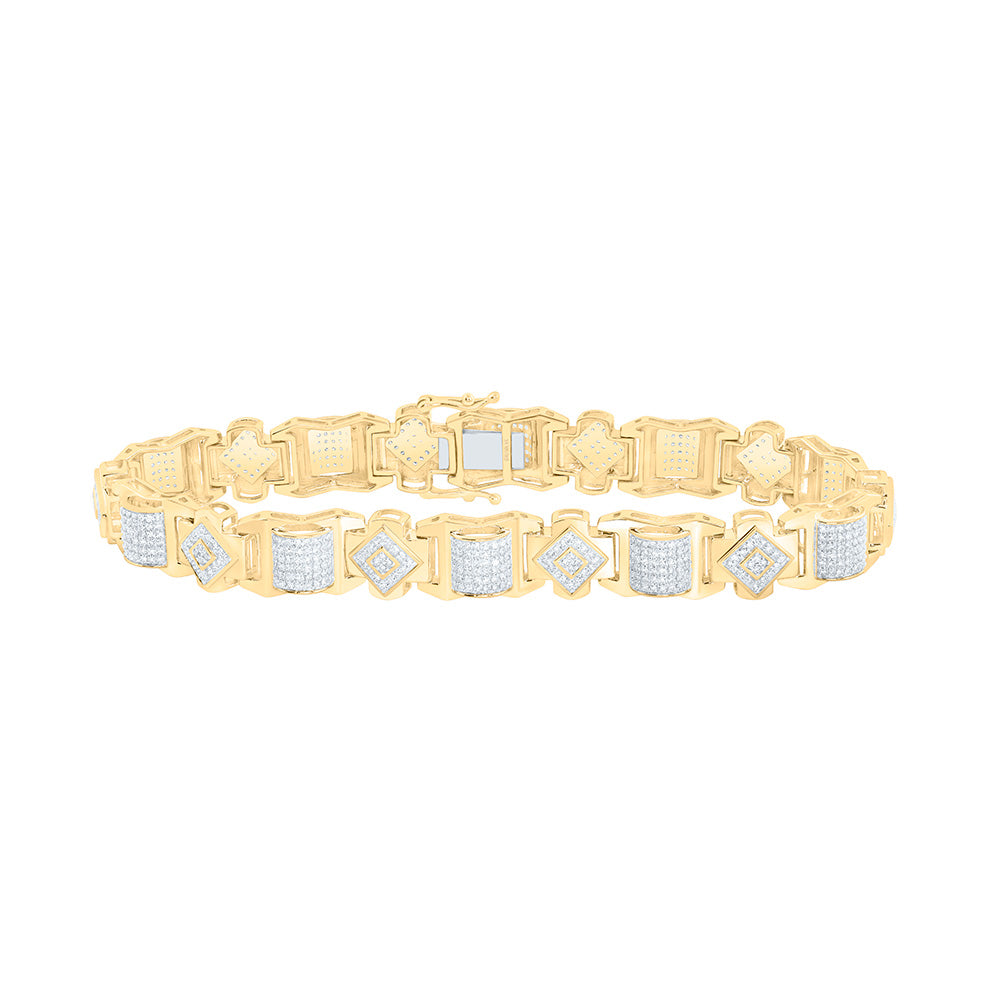 10k Gold 2 5/8 CTW-Natural Diamond Mens Bracelet (8 Inch )