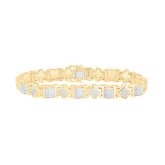10k Gold 2 5/8 CTW-Natural Diamond Mens Bracelet (8 Inch )