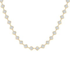 14k Gold 1 7/8 CTW-Natural Diamond Fashion Clover Necklace (17 Inch )