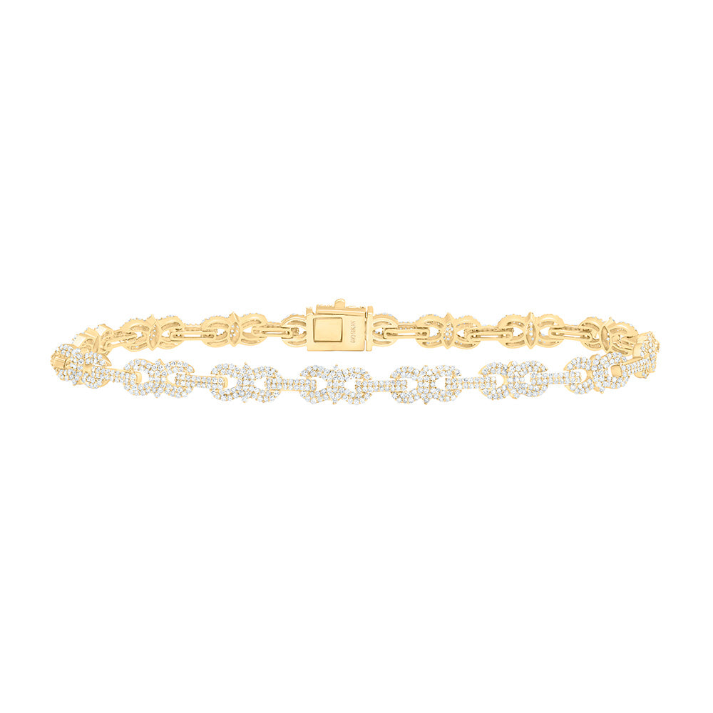 10k Gold 3 CTW-Natural Diamond Mens Bracelet (8 Inch )