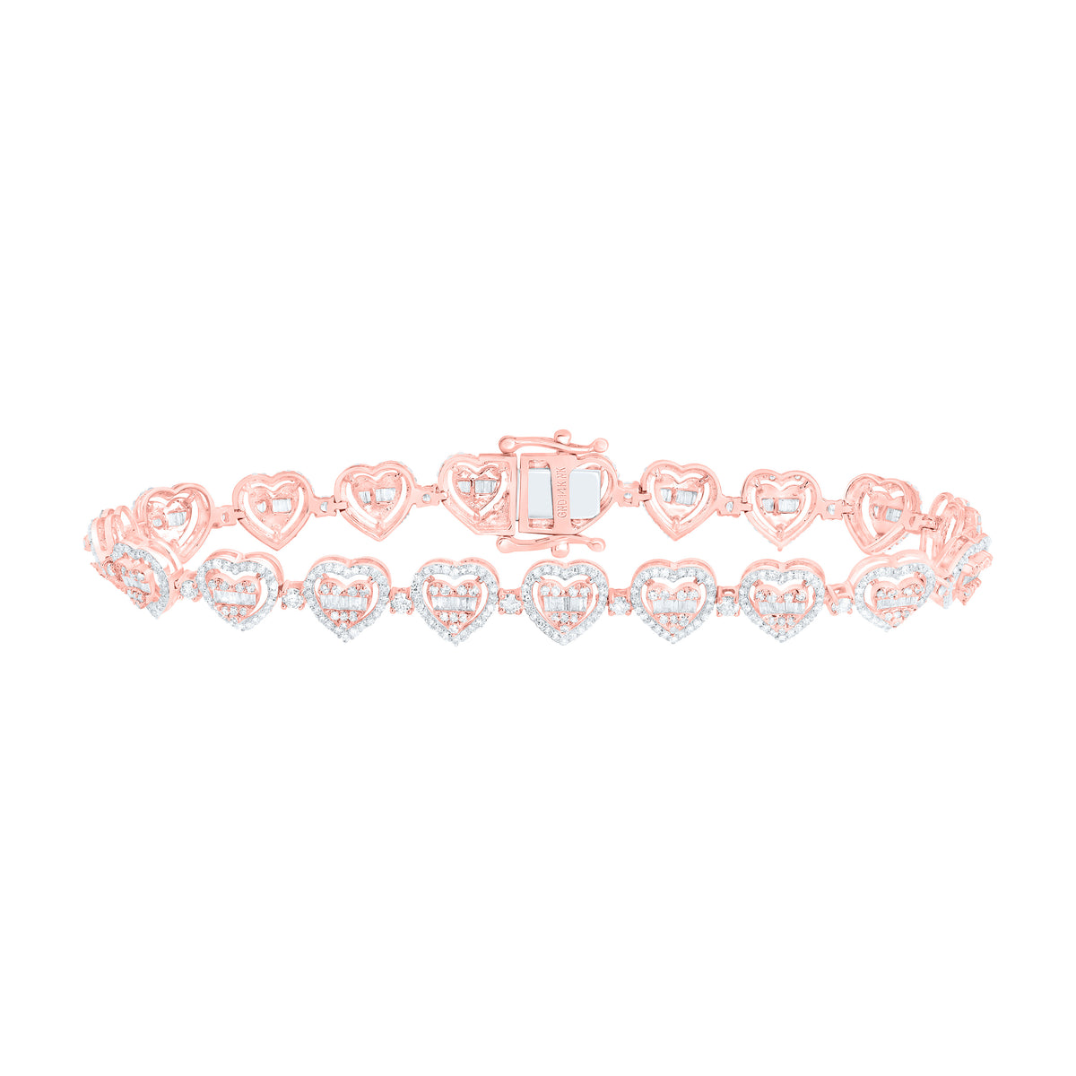 10k Gold 2 7/8 CTW-Natural Diamond Fashion (10.60MM) Heart Bracelet ( 7 Inch )
