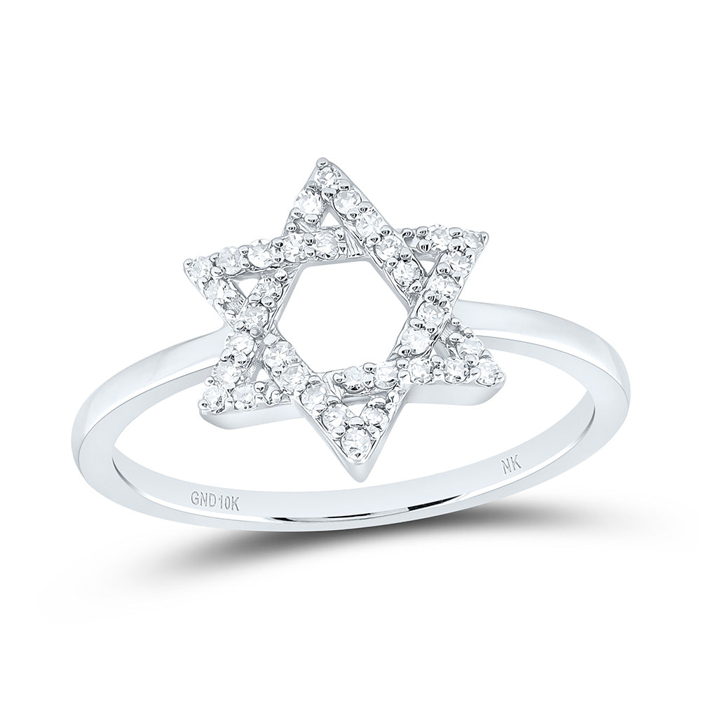 10k Gold 1/6 CTW-Natural Diamond Fashion Star Of David Ring