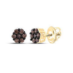 10k Gold 1/5 CTW-Natural Diamond Fashion Cognac Natural Flower Earring