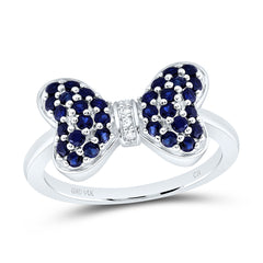 14k Gold 0.02 CTW-Natural Diamond 5/8 CTW-Rd-Bs Natural Gemstone Bow Ring