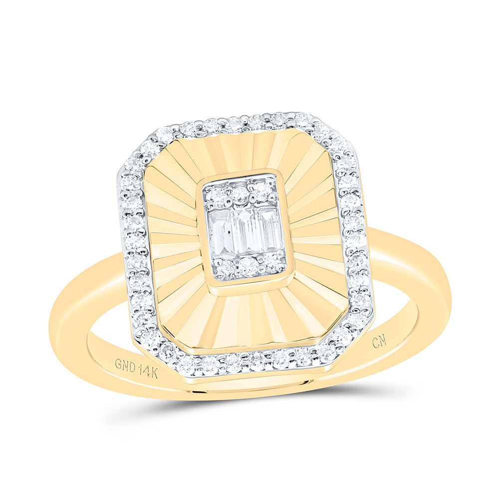 14k Gold 1/3 CTW-Natural Diamond Fashion Emerald Ring