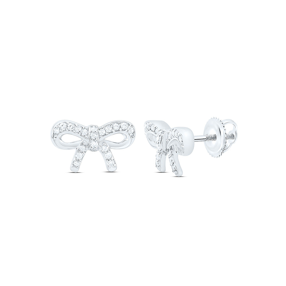 10k Gold 1/10 CTW-Natural Diamond Gift Bow Earring