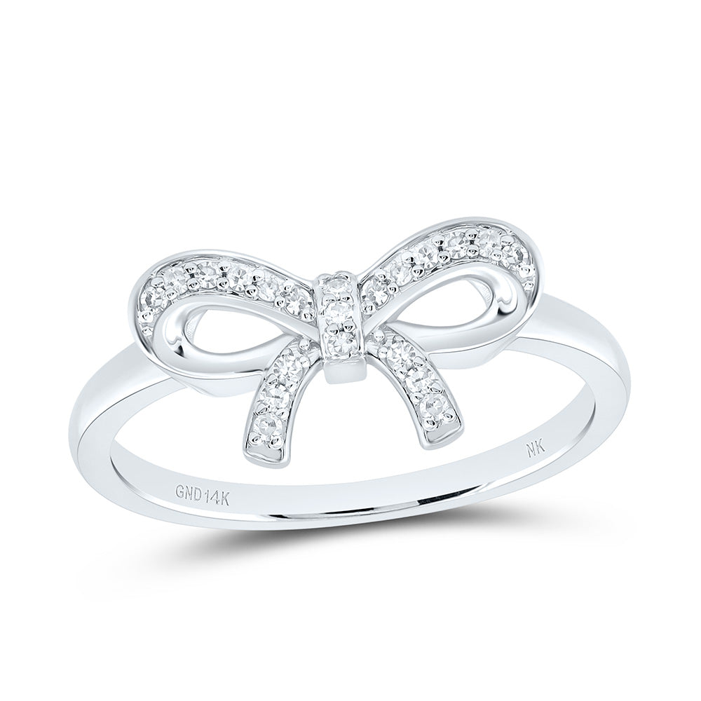 14k Gold 1/10 CTW-Natural Diamond Gift Bow Ring