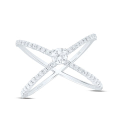 14k Gold 5/8 CTW-Natural Diamond 1/4 CTW-Crd Fashion Criss Cross Ring