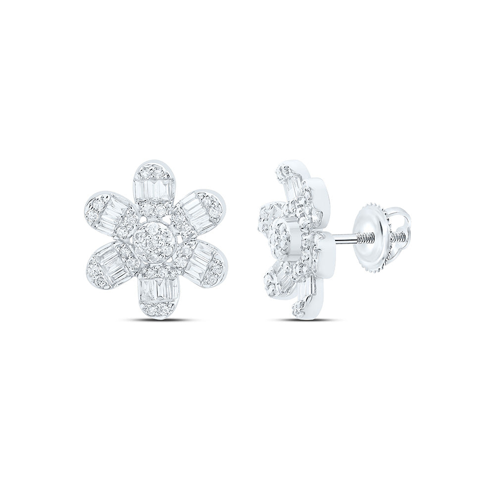 14k Gold 1/2 CTW-Natural Diamond Flower Fashion Earring