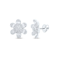 14k Gold 1/2 CTW-Natural Diamond Flower Fashion Earring
