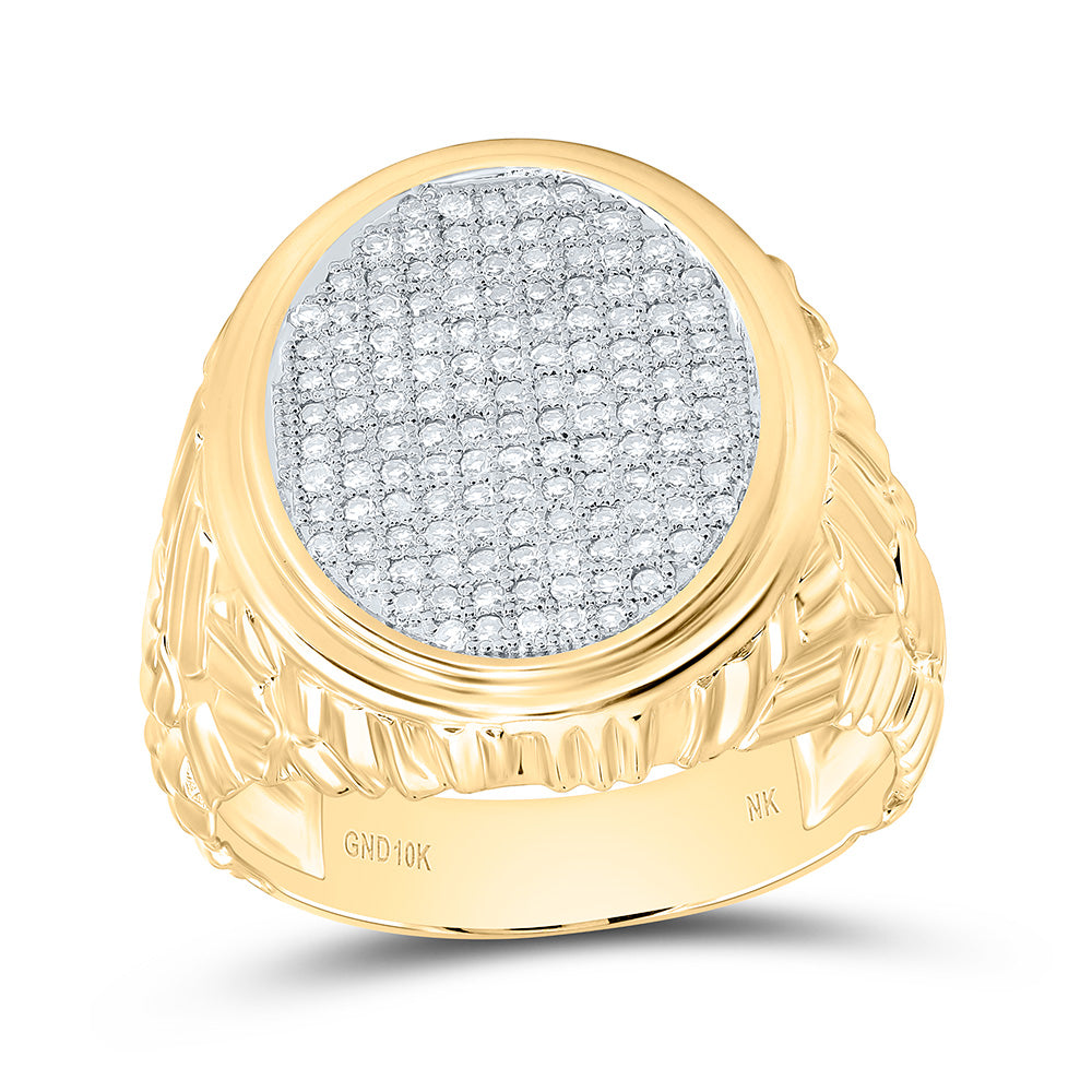 10k Gold 1/2 CTW-Natural Diamond Oval Men'S Ring